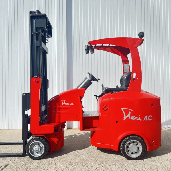 Side view of red FLEXI AC1000 USED ARTICULATED FORKLIFT