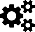 Graphic of three gears