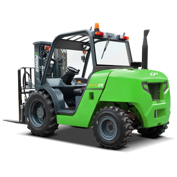 G Power RTC25 Diesel Rough Terrain Forklift | Compact Model | 4700mm Lift | Capacity: 2500kgs | Full Cab - 4WD | Fork Positioner