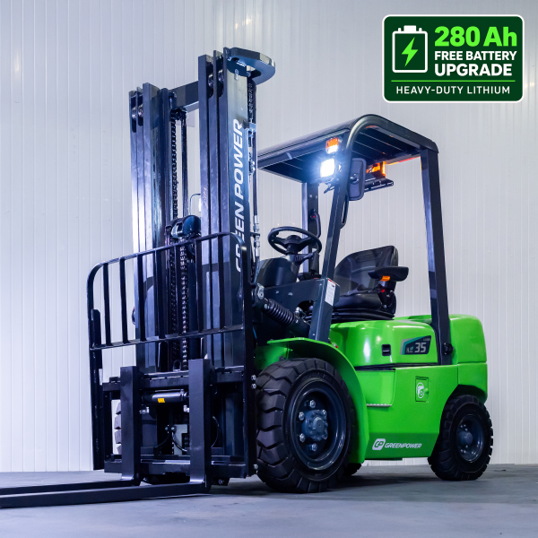 GREENPOWER Eco35 Lithium Electric Forklift | 3.3m to 4.7m Lift | 3500kgs | Full cab Options